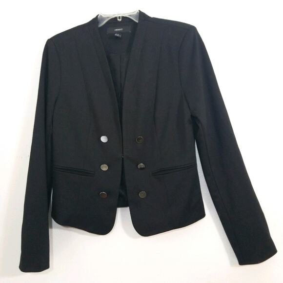 Forever 21 black silver button blazer jacket M - Picture 4 of 10